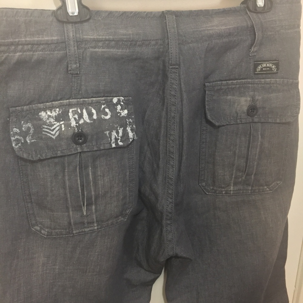 We Are Replay men's L cargo back pockets button fly trousers 35x34 36x34 37x34